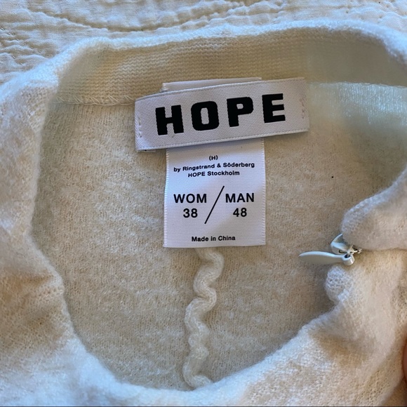 Hope White Oversized Mockneck Unisex Wool Sweater - Picture 6 of 14